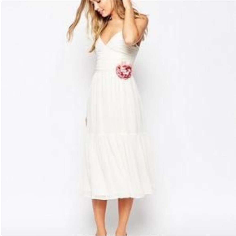 ASOS Corsage white midi dress sz 10